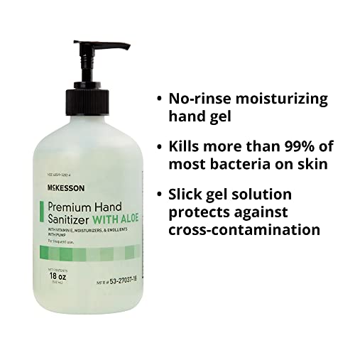 McKesson Gel Hand Sanitizer with Aloe, Cleanse and Moisturize Hands - Spring Water Scent, 18 oz Pump Bottle, 1 Count, 5 Packs, 5 Total