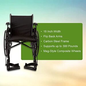 McKesson Wheelchair, Swing Away Foot Leg Rest, Desk Length Arms Flip Back, 18 in Seat, 300 lbs Weight Capacity, 1 Count