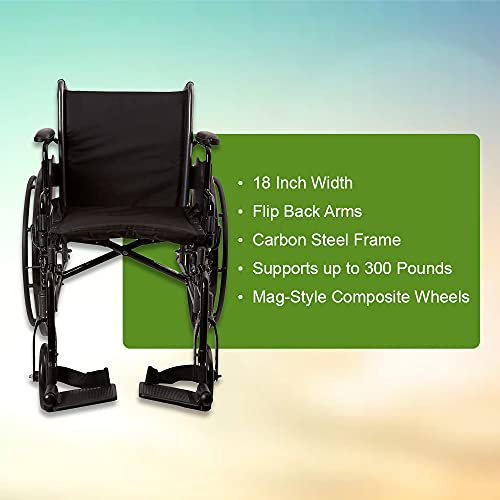 McKesson Wheelchair, Swing Away Foot Leg Rest, Desk Length Arms Flip Back, 18 in Seat, 300 lbs Weight Capacity, 1 Count