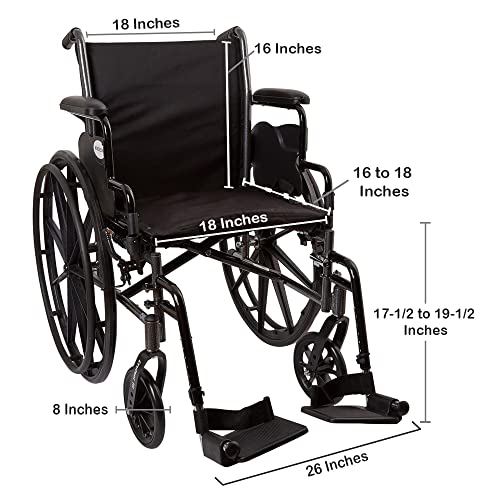 McKesson Wheelchair, Swing Away Foot Leg Rest, Desk Length Arms Flip Back, 18 in Seat, 300 lbs Weight Capacity, 1 Count