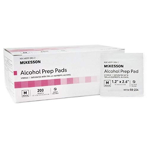 Count of 4000 Mckesson Medium Single use Alcohol Scented Prep Pads