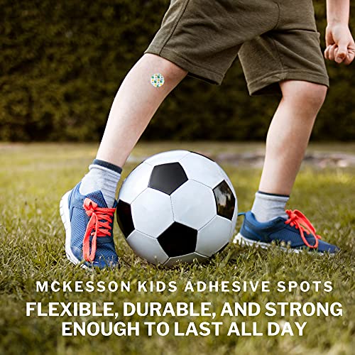 McKesson Kids Adhesive Round Bandages for Minor Cuts and Scrapes - Fun Assorted Printed Spots for Boys and Girls - 3 Inches, 100 Count, 1 Pack