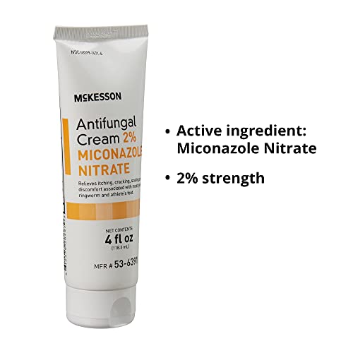 McKesson Antifungal Cream, 2% Miconazole Nitrate, Relives Jock Itch, Ringworm and Athlete Foot, 4 oz, 4 Count