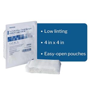 McKesson Premium Woven Gauze Sponges, Sterile, 12-Ply, USP Type VII, 100% Cotton, 4 in x 4 in, 10 Per Pack, 128 Packs, 1280 Total