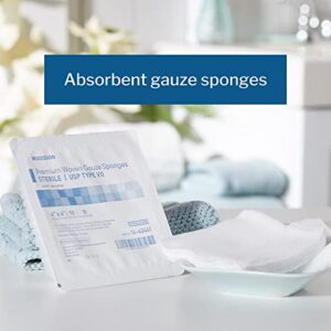 McKesson Premium Woven Gauze Sponges, Sterile, 12-Ply, USP Type VII, 100% Cotton, 4 in x 4 in, 10 Per Pack, 128 Packs, 1280 Total