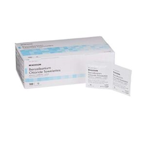 sanitizing skin wipe, mckesson, individual packet bzk (benzalkonium chloride), unscented, 269 – pack of 100