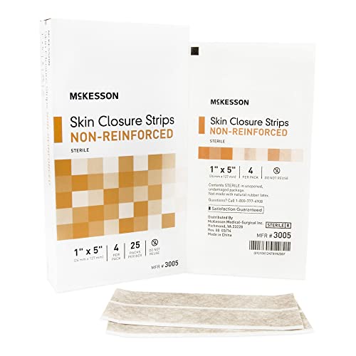 McKesson Skin Closure Strips, Sterile, Non-Reinforced, 1 in x 5 in, 25 Count