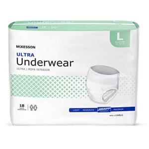 mckesson ultra underwear, incontinence, heavy absorbency, large, 18 count