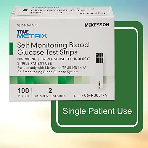 McKesson 06-R3051-41 True Metrix Self Monitoring Blood Glucose Test Strip, Box of 100