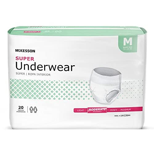 McKesson 38443104 Adult Moderate Absorbent Underwear, White - Medium - Pack of 20