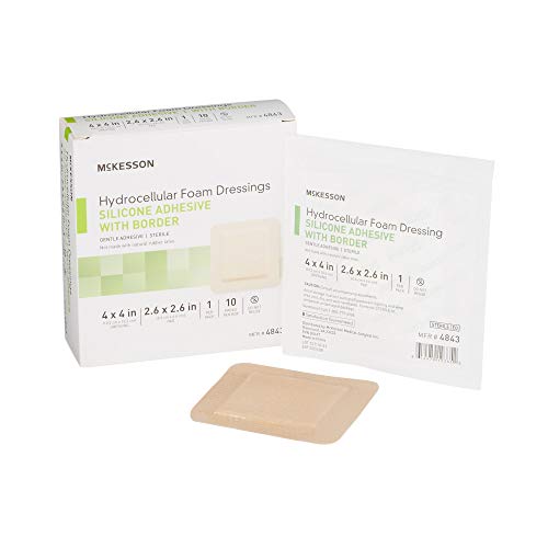 McKesson - Silicone Foam Dressing McKesson 4 X 4 Inch Square Adhesive with Border Sterile - 10/Box - MCK