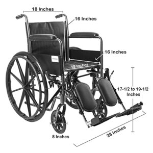 McKesson Wheelchair, Elevating Swing Away Foot Leg Rest, Fixed Arm, 18 in Seat, 300 lbs Weight Capacity, 1 Count