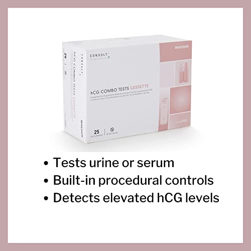 McKesson Consult hCG Urine or Serum Test, Rapid Pregnancy Test, Individually Wrapped, 3 Minute Results, Over 99% Accurate, 25 Count, 1 Pack