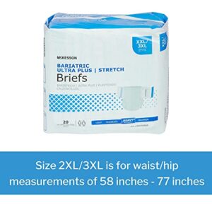 McKesson Bariatric Ultra Plus Stretch Briefs, Incontinence, Adult Unisex, Heavy Absorbency, 2XL / 3XL, 20 Count, 1 Pack