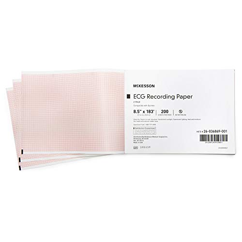 McKesson ECG Recording Paper, Red Grid Thermal Paper, 8 1/2 in x 183 ft, 200 Count, 1 Pack