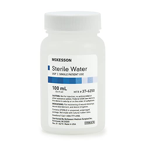 McKesson Steril Water 100 mL 48 Bottles of Irrigation Solution for Wound Debridement Bottles of Sterуle Irrigation Water Not for Injection DO NOT Ship to California