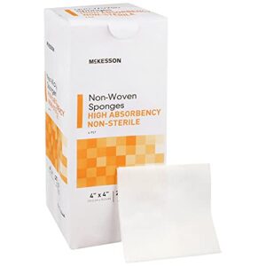 mckesson non-woven sponges, non-sterile, 4-ply, high absorbency, polyester/rayon, 4 in x 4 in, 200 per pack, 10 packs, 2000 total