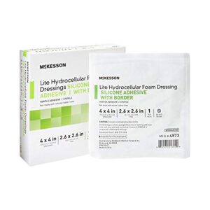 mckesson lite hydrocellular foam dressings, sterile, silicone adhesive with border, 4 in x 4 in, 10 count, 1 pack