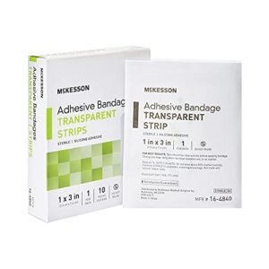 McKesson Adhesive Bandage Transparent Strip, Sterile, Silicone Adhesive, 1 in x 3 in, 10 Count, 1 Pack