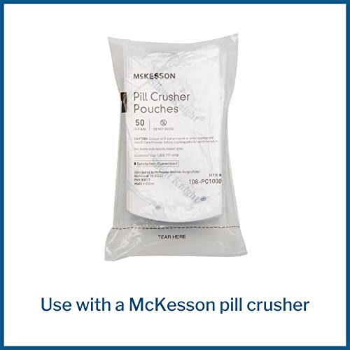 McKesson Pill Crusher Pouches, Single Use, Disposable, Clear, 50 Count, 20 Packs, 1000 Total, 50 Count, 20 Packs, 1000 Total