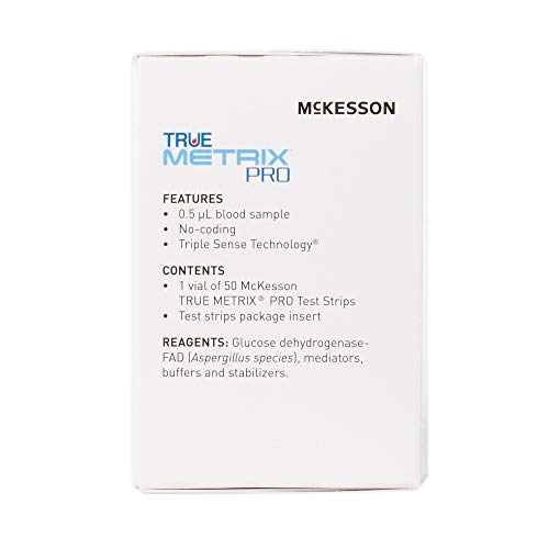 McKesson TRUE METRIX Professional Monitoring Blood Glucose Test Stripes, 50 Strips, 1 Pack