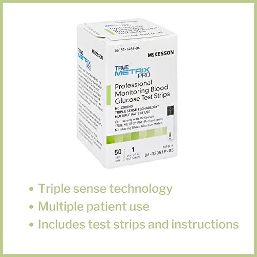 McKesson TRUE METRIX Professional Monitoring Blood Glucose Test Stripes, 50 Strips, 1 Pack