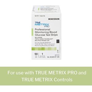 McKesson TRUE METRIX Professional Monitoring Blood Glucose Test Stripes, 50 Strips, 1 Pack