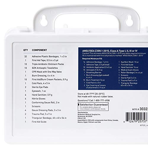 McKesson First Aid Kit for Office, School and Home, Wall Mounted, 87 Pieces, 25 Person, 6 Count