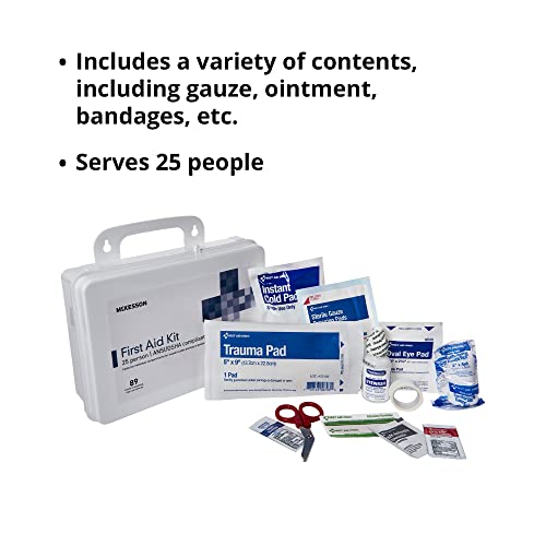 McKesson First Aid Kit for Office, School and Home, Wall Mounted, 87 Pieces, 25 Person, 6 Count