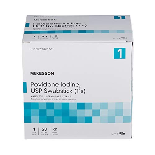 McKesson Povidone-Iodine Impregnated Swab Stick, Sterile - 4 in, 50 Sticks, 1 Pack