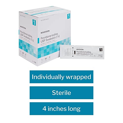 McKesson Povidone-Iodine Impregnated Swab Stick, Sterile - 4 in, 50 Sticks, 1 Pack