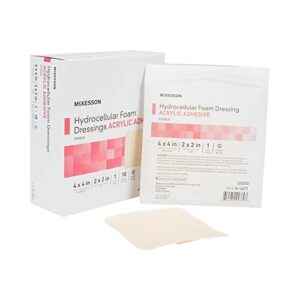 McKesson Hydrocellular Foam Dressings, Sterile, Acrylic Adhesive with Border, 4 in x 4 in, 10 Count, 1 Pack