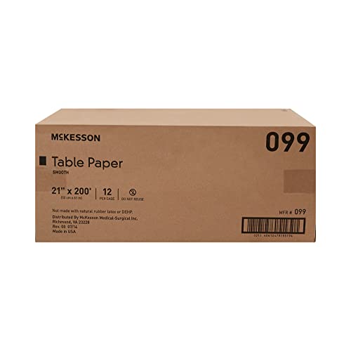 McKesson Exam Table Paper, Premium Smooth, White, 21 in x 200 ft, 12 Count