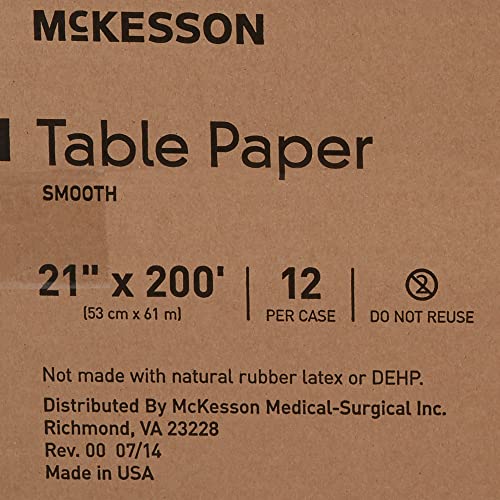 McKesson Exam Table Paper, Premium Smooth, White, 21 in x 200 ft, 12 Count