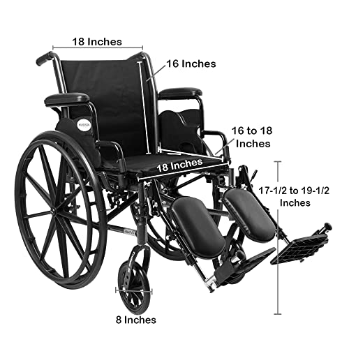 McKesson Wheelchair, Swing Away Foot Leg Rest, Elevating Leg Rest, Desk Length Arms Flip Back, 18 in Seat, 300 lbs Weight Capacity, 1 Count