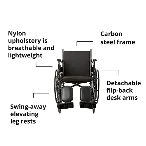 McKesson Wheelchair, Swing Away Foot Leg Rest, Elevating Leg Rest, Desk Length Arms Flip Back, 18 in Seat, 300 lbs Weight Capacity, 1 Count