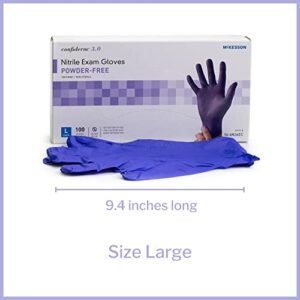 McKesson Confiderm 3.0 Nitrile Exam Gloves - Powder-Free, Latex-Free, Ambidextrous, Textured Fingertips, Non-Sterile - Dark Blue, Size Large, 100 Count, 1 Box