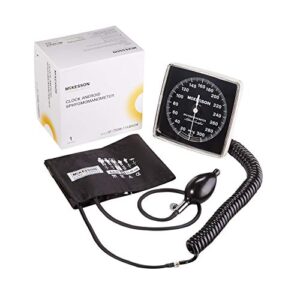 mckesson lumeon clock aneroid sphygmomanometer, blood pressure with cuff, wall mounted, black, adult medium, 12 count