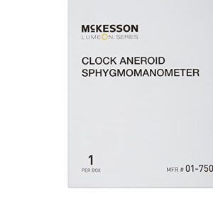 McKesson LUMEON Clock Aneroid Sphygmomanometer, Blood Pressure with Cuff, Wall Mounted, Black, Adult Medium, 12 Count