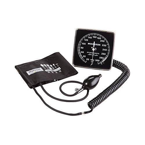McKesson LUMEON Clock Aneroid Sphygmomanometer, Blood Pressure with Cuff, Wall Mounted, Black, Adult Medium, 12 Count