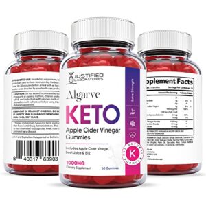 Justified Laboratories Algarve Keto ACV Gummies 1000MG with Pomegranate Juice Beet Root B12 60 Gummys