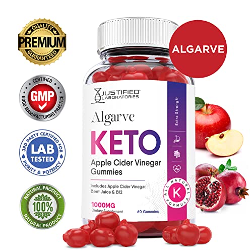 Justified Laboratories Algarve Keto ACV Gummies 1000MG with Pomegranate Juice Beet Root B12 60 Gummys