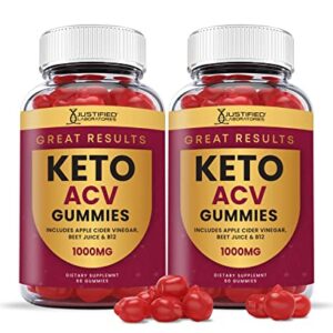 Justified Laboratories (2 Pack) Great Results Keto ACV Gummies 1000MG with Pomegranate Juice Beet Root B12 120 Gummys