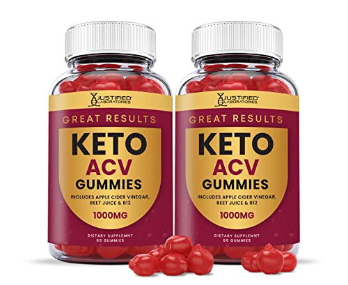 Justified Laboratories (2 Pack) Great Results Keto ACV Gummies 1000MG with Pomegranate Juice Beet Root B12 120 Gummys