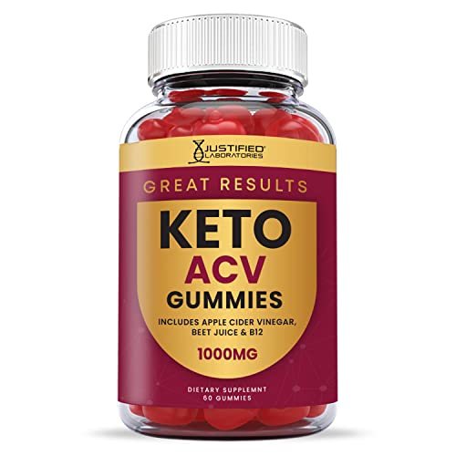 Justified Laboratories (2 Pack) Great Results Keto ACV Gummies 1000MG with Pomegranate Juice Beet Root B12 120 Gummys