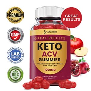 Justified Laboratories (2 Pack) Great Results Keto ACV Gummies 1000MG with Pomegranate Juice Beet Root B12 120 Gummys