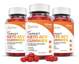 justified laboratories (3 pack) impact keto acv gummies 1000mg with pomegranate juice beet root b12 180 gummys