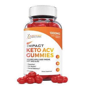 justified laboratories impact keto acv gummies 1000mg with pomegranate juice beet root b12 60 gummys