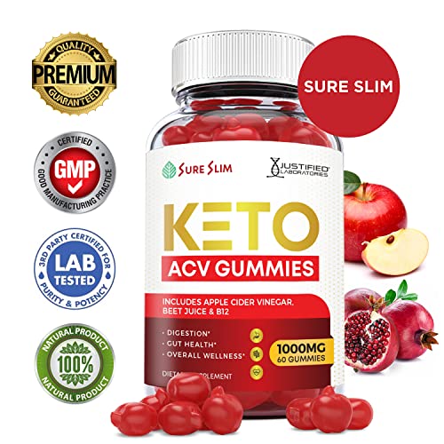 Justified Laboratories Sure Slim Keto ACV Gummies 1000MG with Pomegranate Juice Beet Root B12 300 Gummys