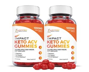 justified laboratories (2 pack) impact keto acv gummies 1000mg with pomegranate juice beet root b12 120 gummys
